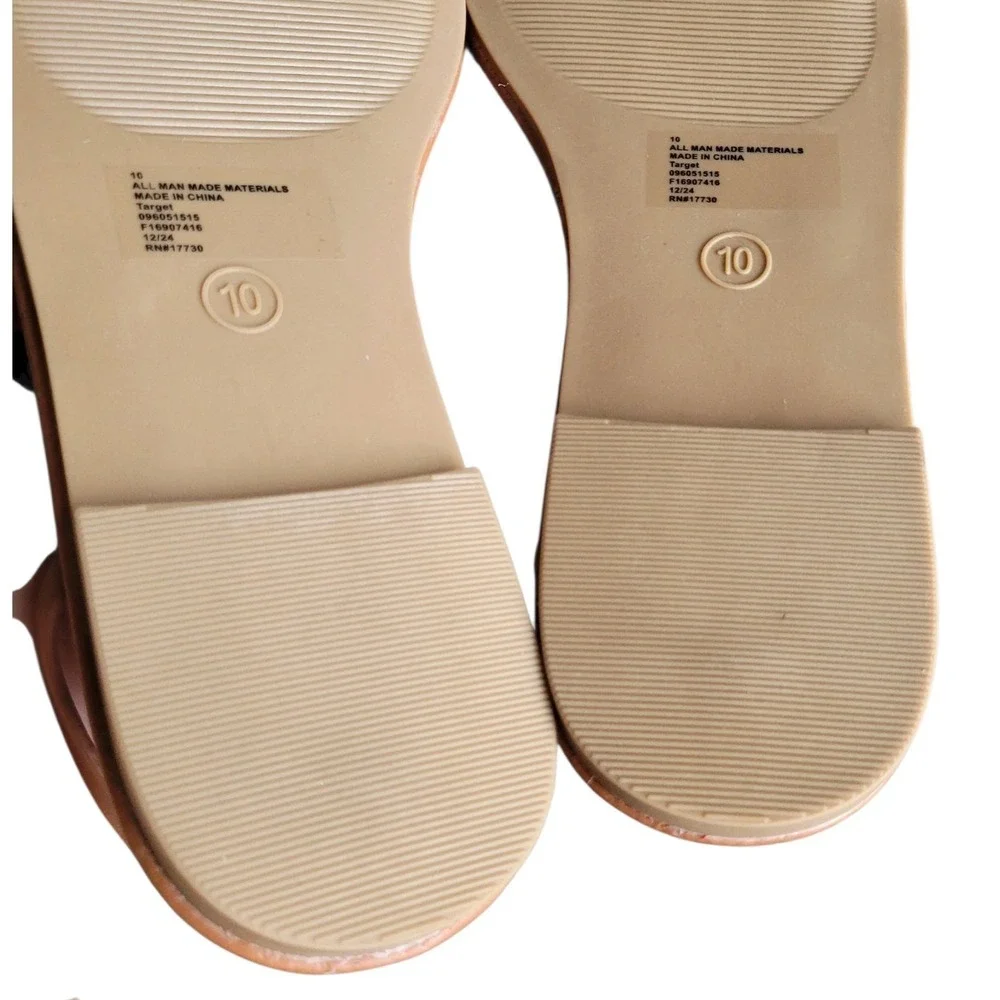 UNIVERSAL THREAD 10 Gold Brown Mildred Ornament Anle Strap Memory Foam Sandal